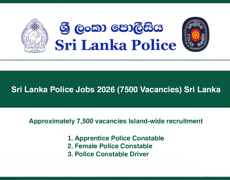 Sri Lanka Police 7500 Vacancies 2026 – Apply Online Now